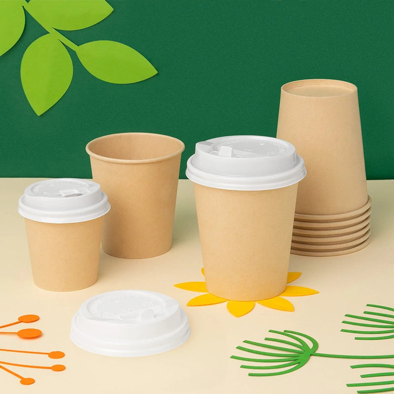 Vaso Biodegradable Cartón con Tapa 250 cc Nature Take Away 500 uds
