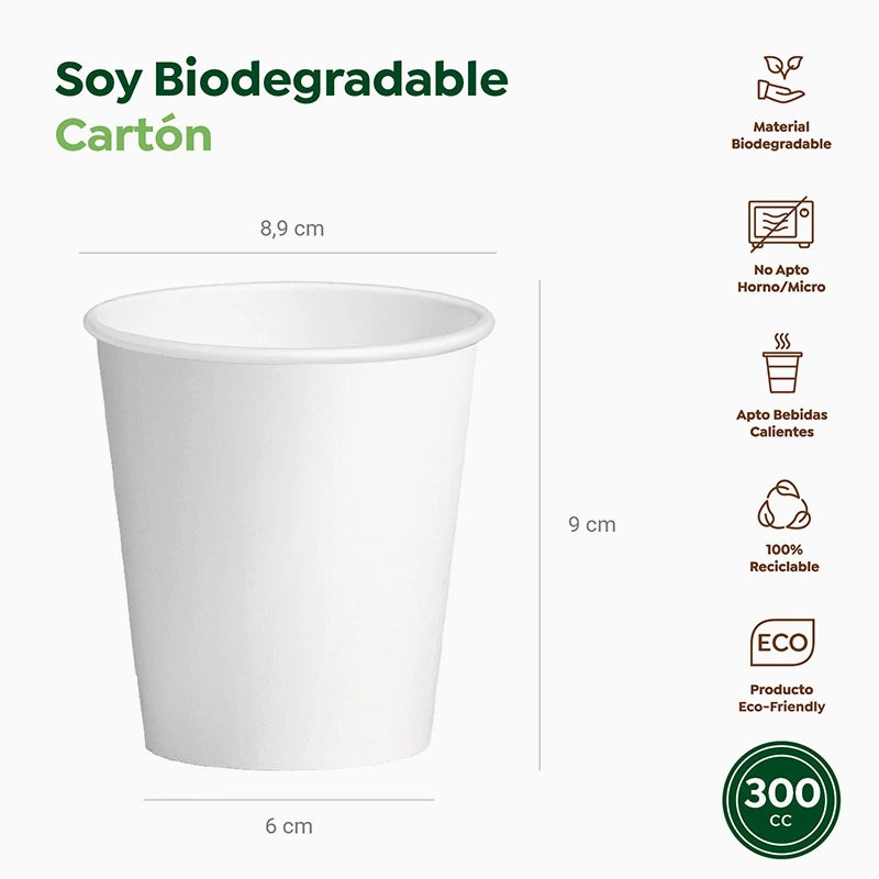 Vaso Cartón + PE 300 cc Blanco Take Away (1000 uds)