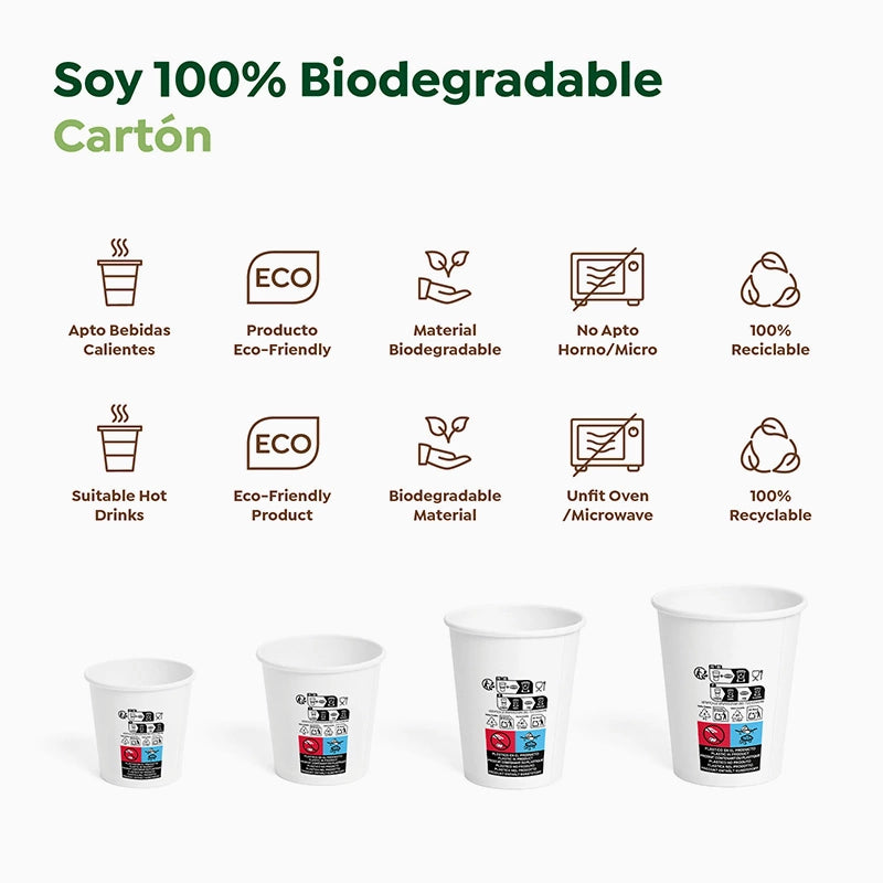 Vaso Cartón + PE 300 cc Blanco Take Away (1000 uds)