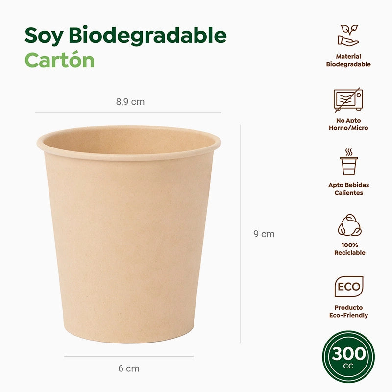 Vaso Cartón + PE 300 cc Kraft Take Away (50 uds)