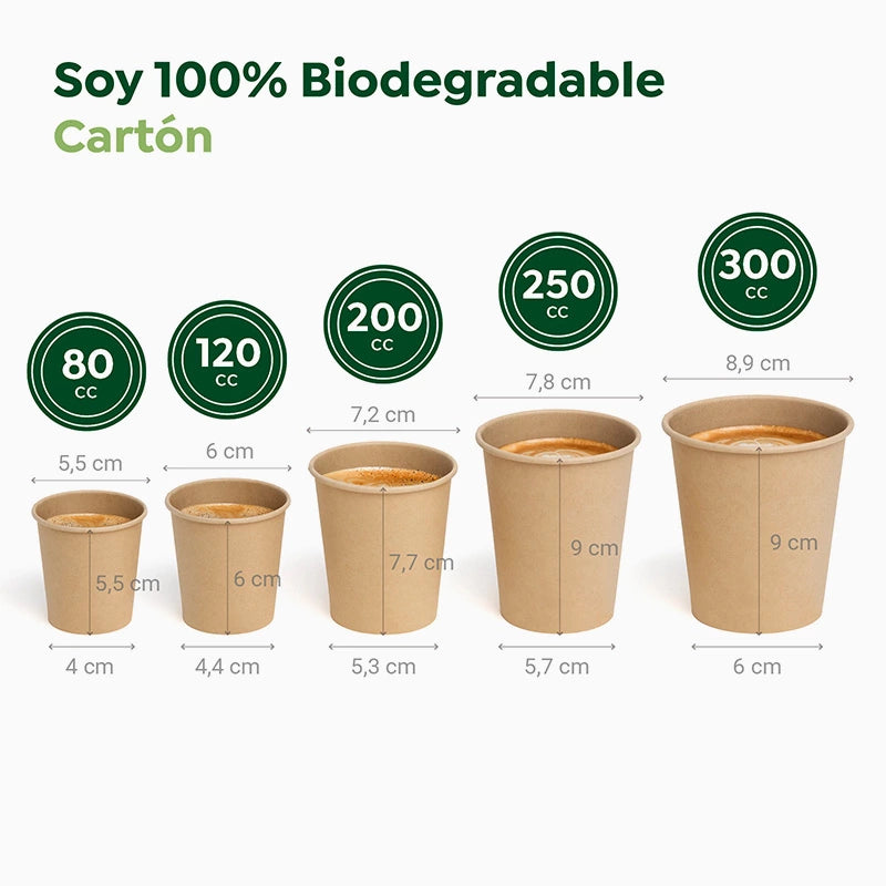 Vaso Cartón + PE 200 cc Kraft Take Away (50 uds)