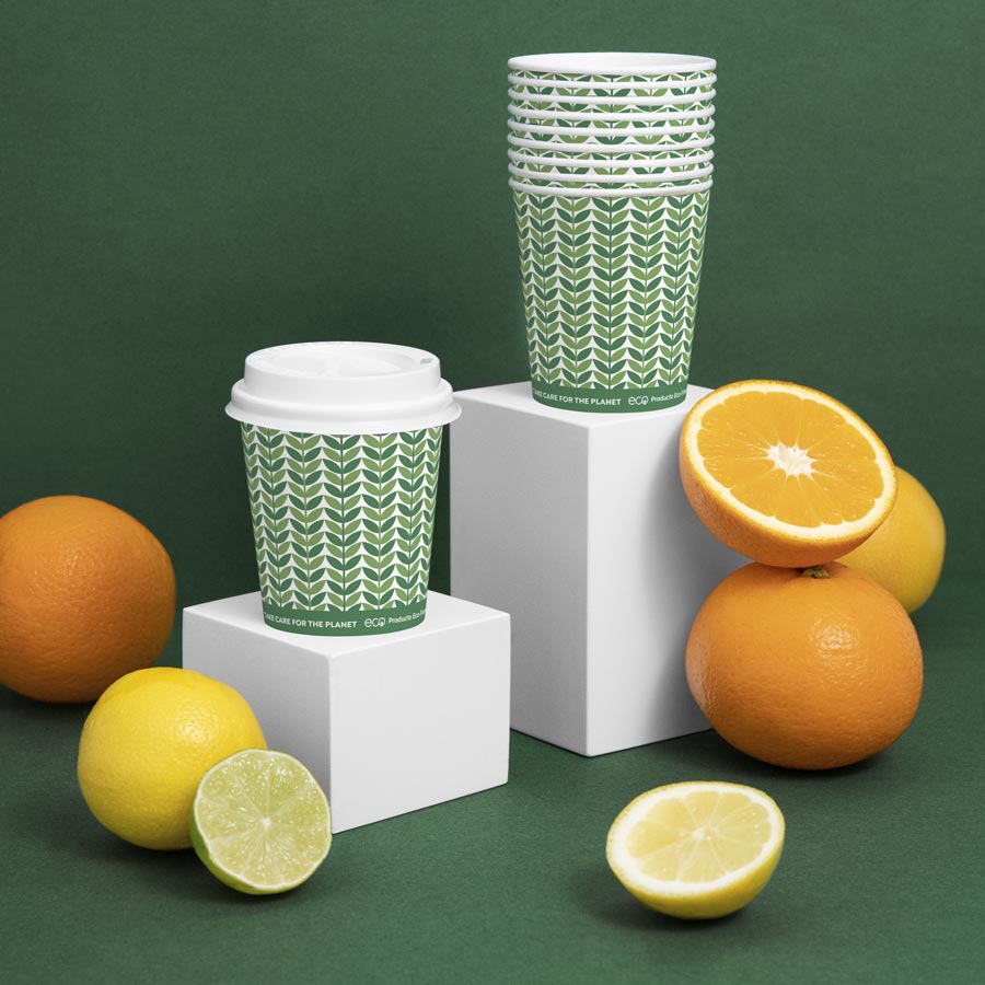 Vaso Cartón 250cc Eco Green con Tapa Drink