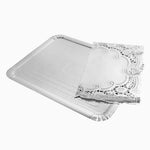 Bandeja Rectangular Cartón con Blonda Metalizado 40 x 50 cm Plata (48 uds)
