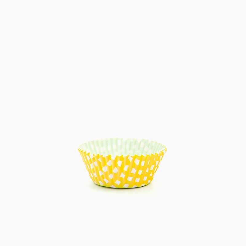Molde Bombón Redondo Papel Vichy Ø 2.2 x 2 cm Amarillo (90 uds)