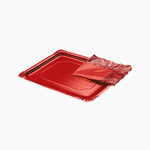 Bandeja Rectangular Cartón con Blonda Metalizado 22 x 28 cm Rojo (120 uds)