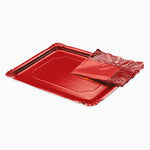 Bandeja Rectangular Cartón con Blonda Metalizado 31 x 38 cm Rojo (72 uds)