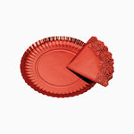 Bandeja Redonda Cartón con Blonda Metalizado Ø 23 cm Rojo (1 ud)