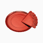 Bandeja Redonda Cartón con Blonda Metalizado Ø 30 cm Rojo (1 ud)