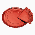Bandeja Redonda Cartón con Blonda Metalizado Ø 38 cm Rojo (1 ud)