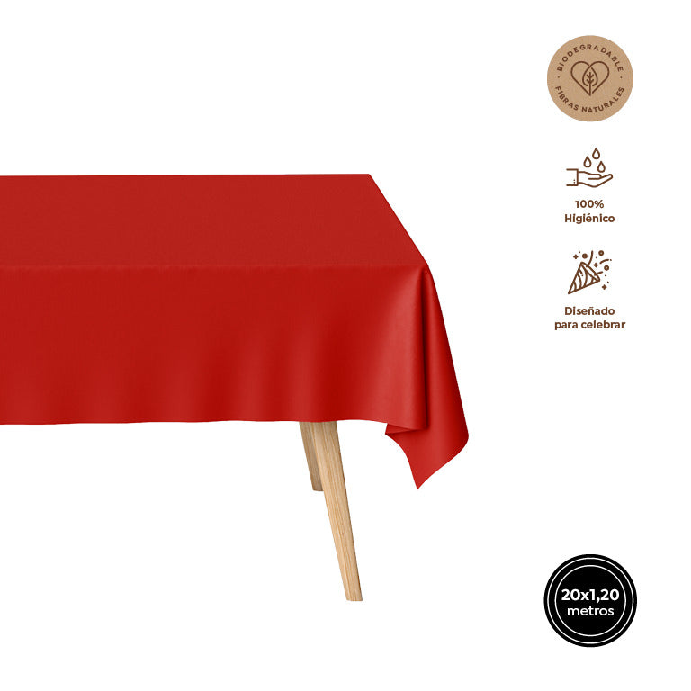 Rollo Mantel Papel 1.20 x 20 m Rojo (9 uds)