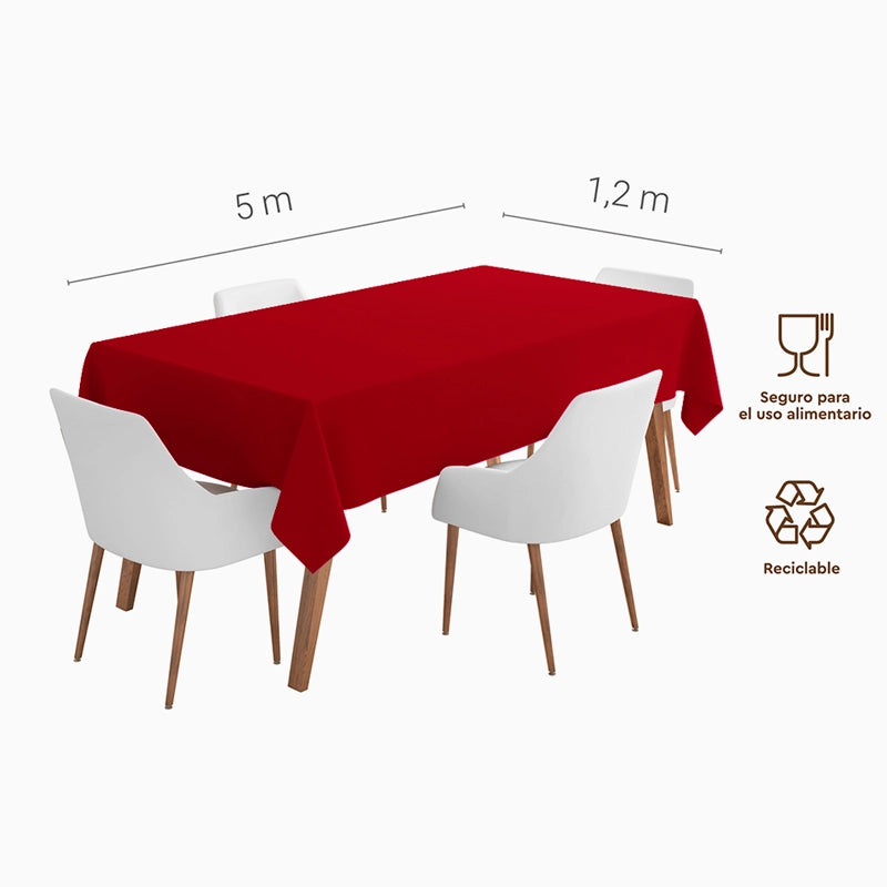 Rollo Mantel Papel 1.20 x 5 m Rojo Velvet (25 uds)