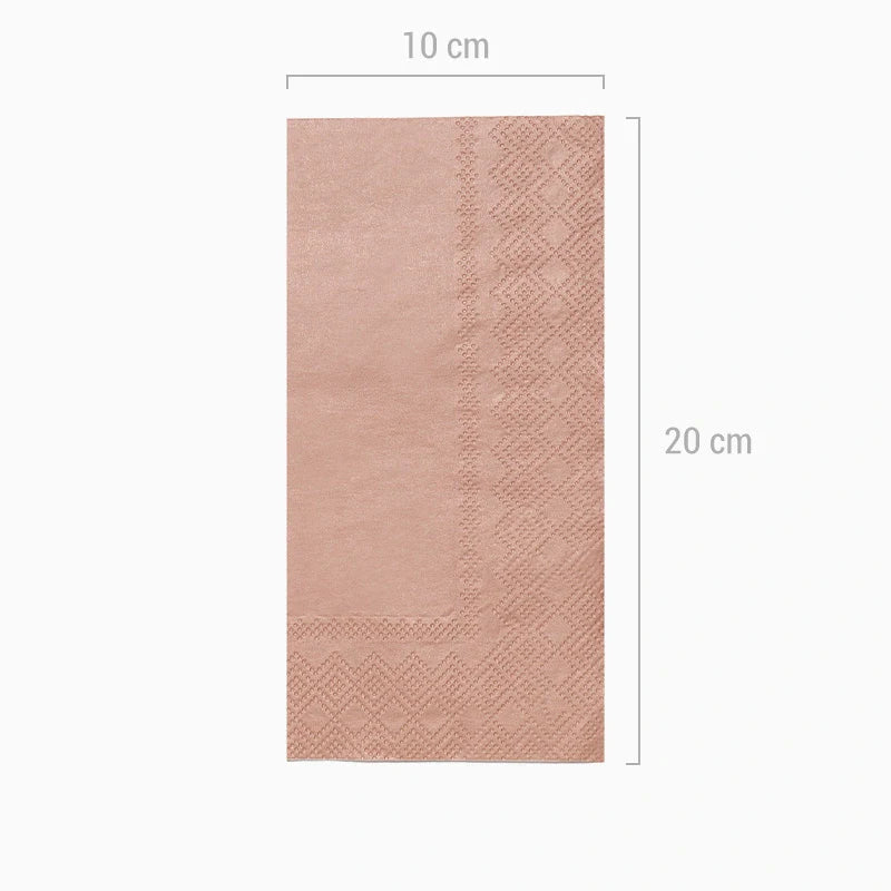 Servilleta Doble Capa Papel Metalizada 40 x 40 cm Plegado 1/8 Oro Rosa (480 uds)