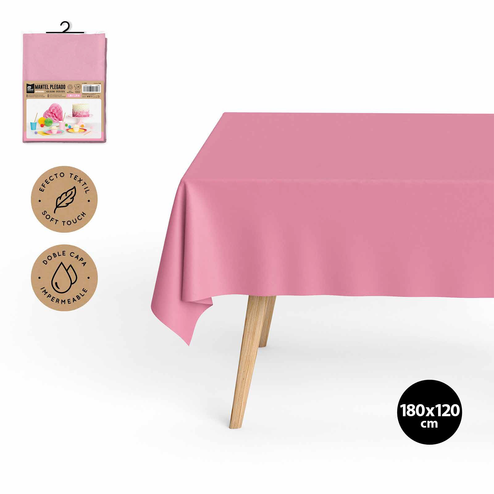 Mantel Papel Plegado Impermeable 1.20 x 1.80 m Rosa Pastel (108 uds)