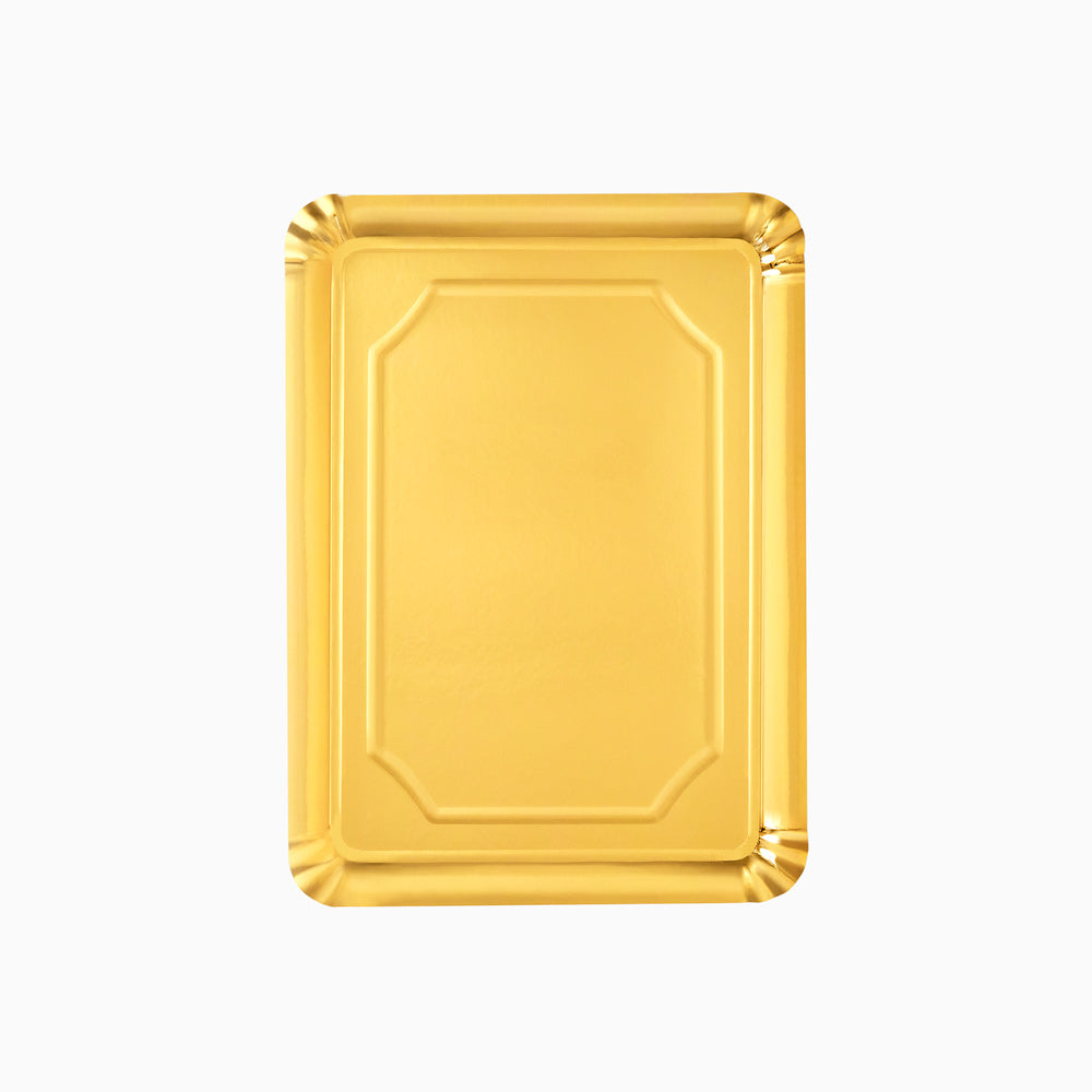 Bandeja Pequeña Cartón Rectangular 22 x 28 cm Oro