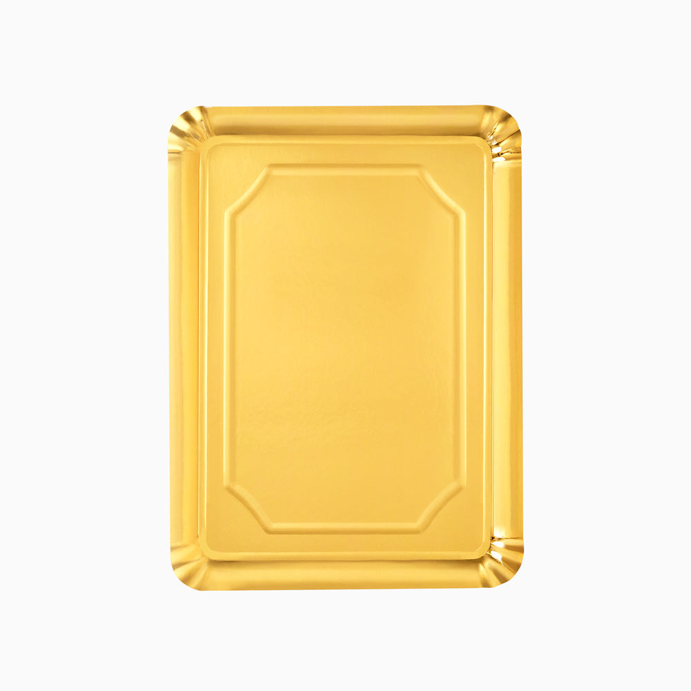 Bandeja Mediana Cartón Rectangular Oro
