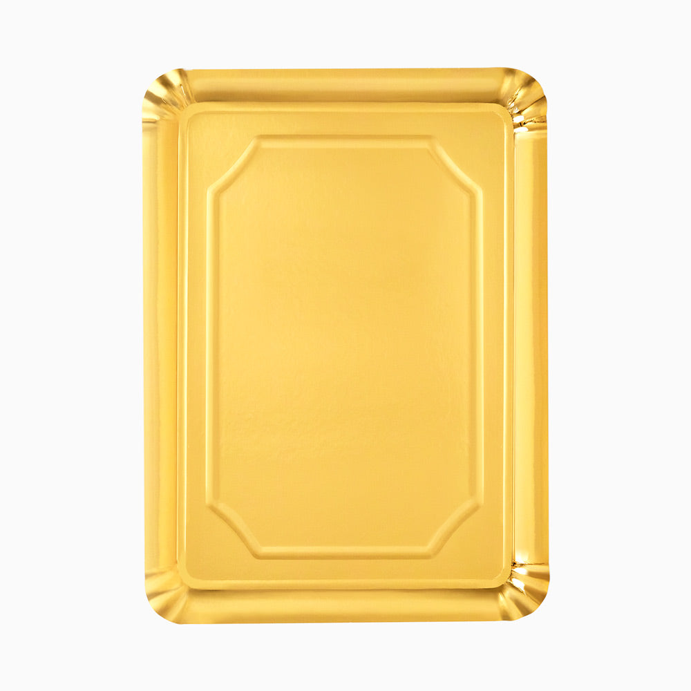 Bandeja Rectangular Cartón Metalizada Oro 34 x 42 cm 50 uds