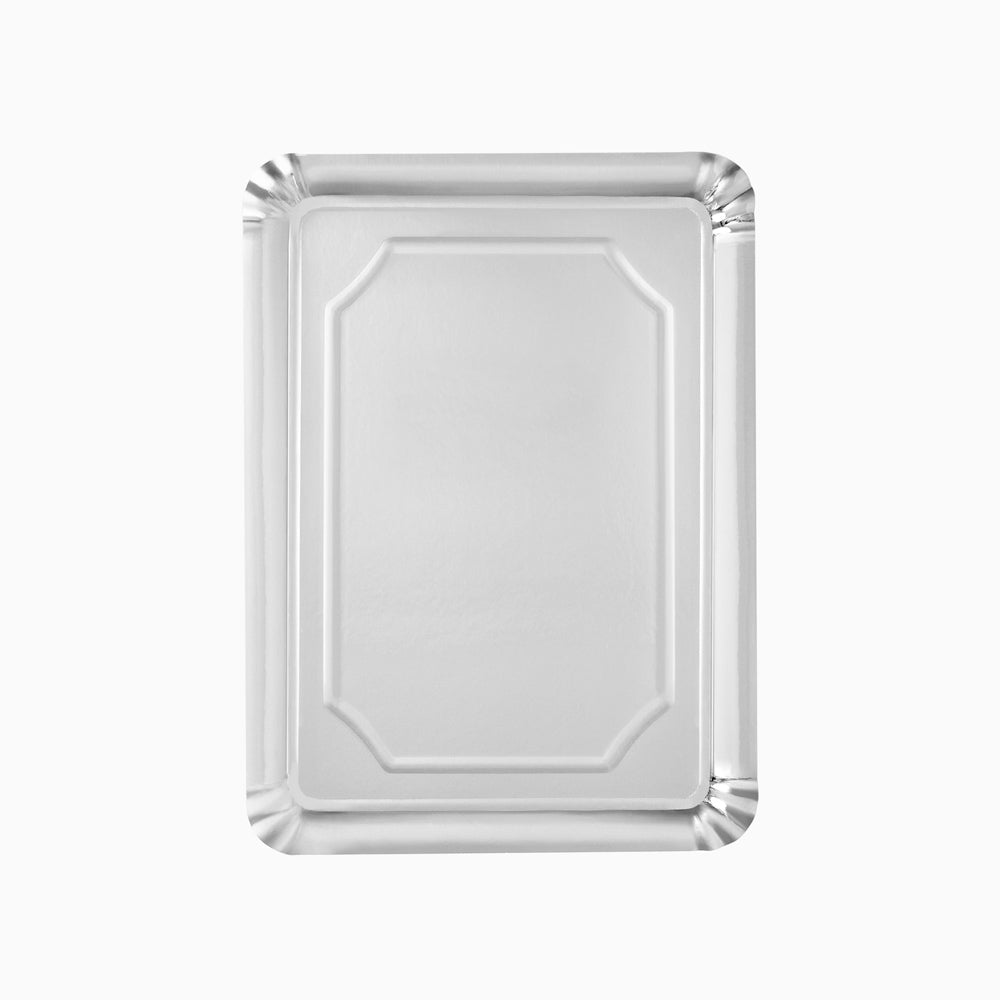 Bandeja Mediana Cartón Rectangular Plata