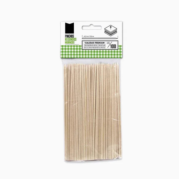 Brocheta Abedul Redondo Ø 0.25 cm x 15 cm (4800 uds)