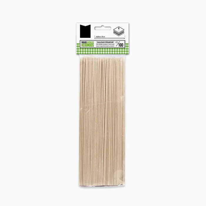 Brocheta Abedul Redondo Ø 0.25 cm x 25 cm (100 uds)