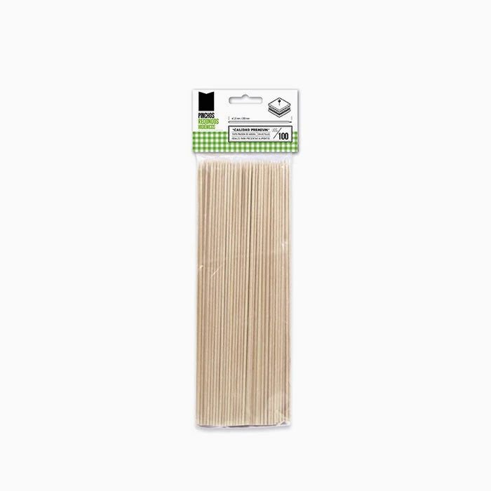 Brocheta Abedul Redondo Ø 0.25 cm x 20 cm (100 uds)