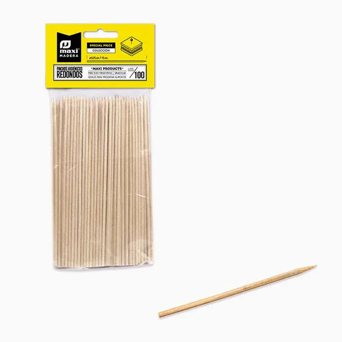 Brocheta Bambú Redondo Ø 0.25 cm x 15 cm (100 uds)