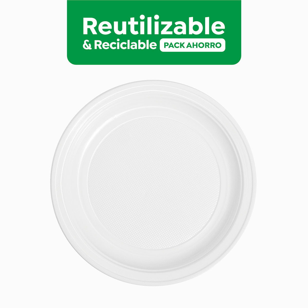 Plato Plástico Reutilizable PS Llano Redondo Ø22 cm Blanco 600 uds