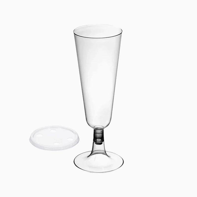Copa Cava Plástico PS Reutilizable con Tapa 150 cc Transparente (500 uds)