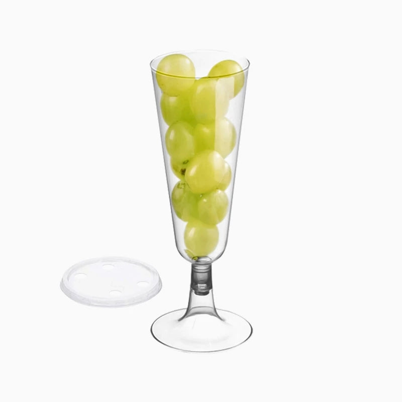 Copa Cava Plástico PS Reutilizable con Tapa 150 cc Transparente (500 uds)