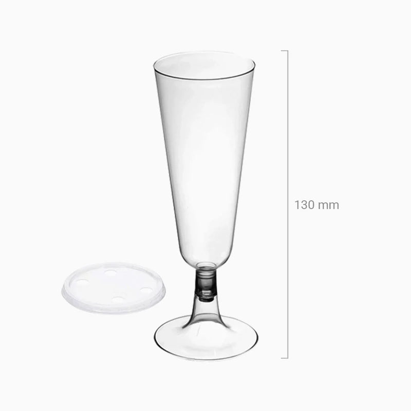 Copa Cava Plástico PS Reutilizable con Tapa 150 cc Transparente (500 uds)