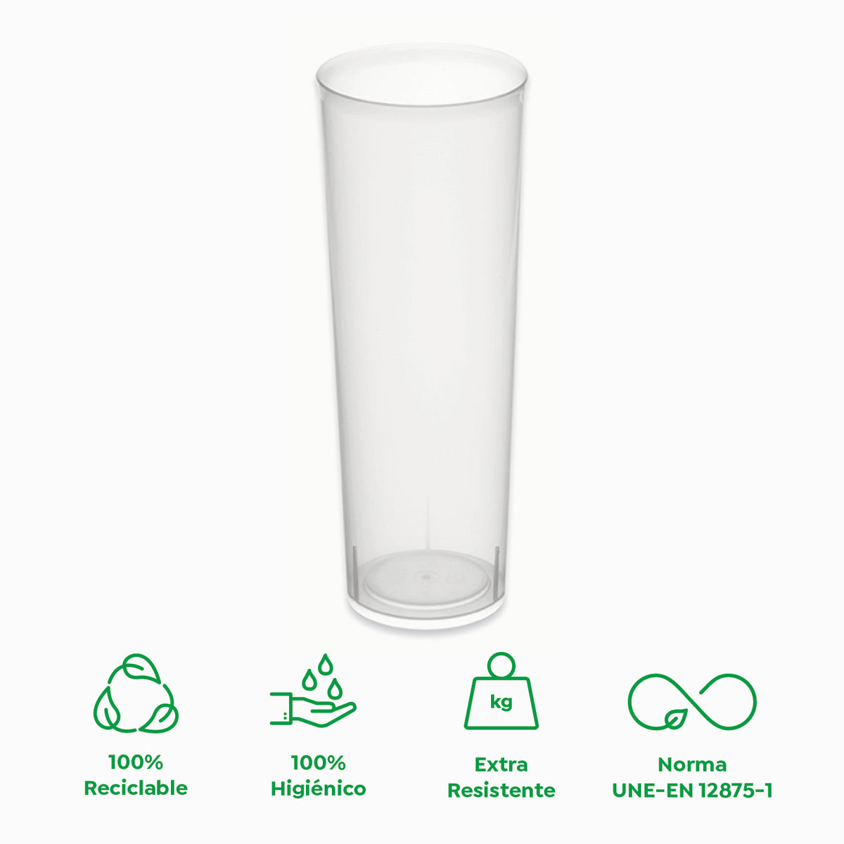 Vaso de Tubo Plástico Reutilizable PP 300cc Transparente 6 uds