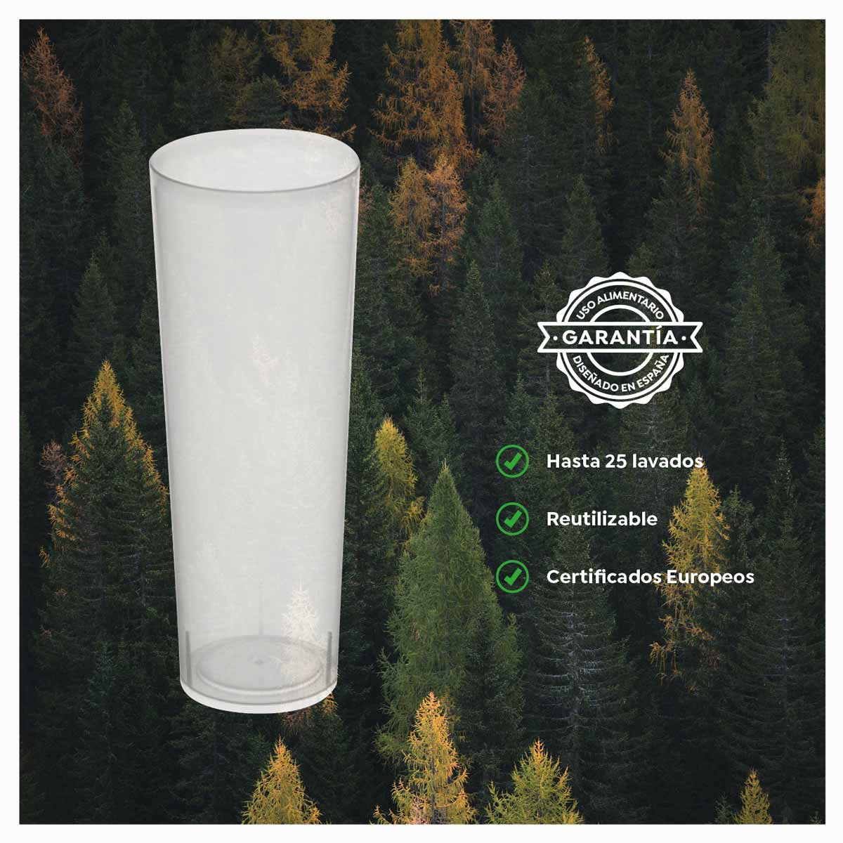 Vaso de Tubo Plástico Reutilizable PP 300cc Transparente 6 uds