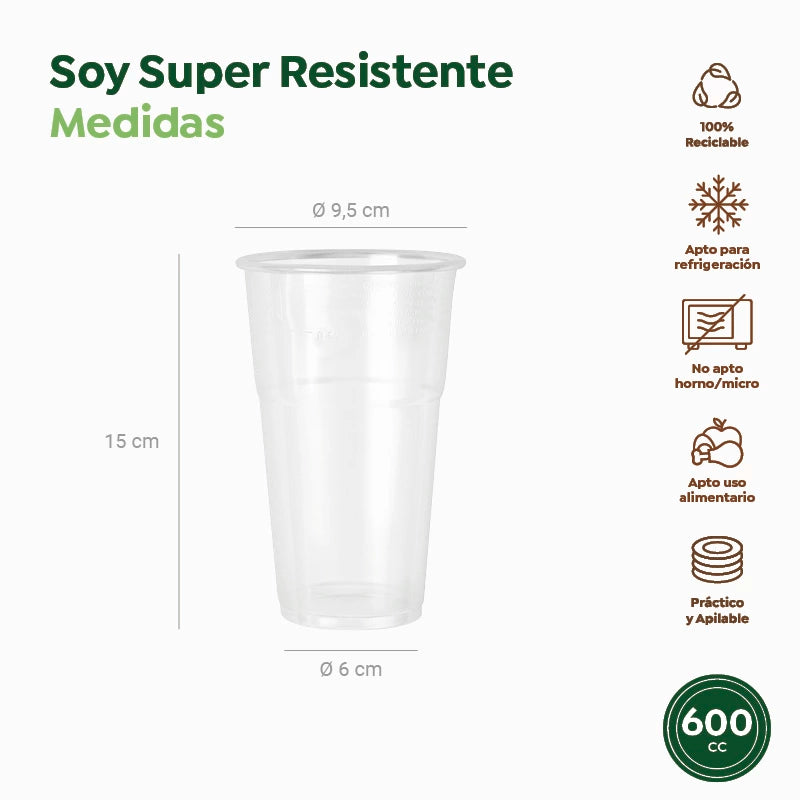 Vaso Pinta Plástico PP Irrompible 600 cc Transparente (1000 uds)