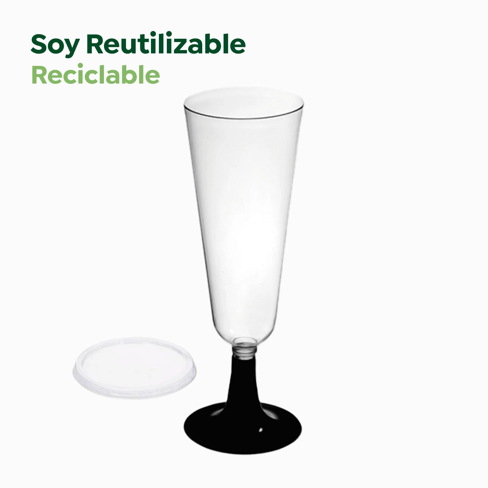 Copa Cava 150 cc con Tapa Negro (500 uds) Elegancia y