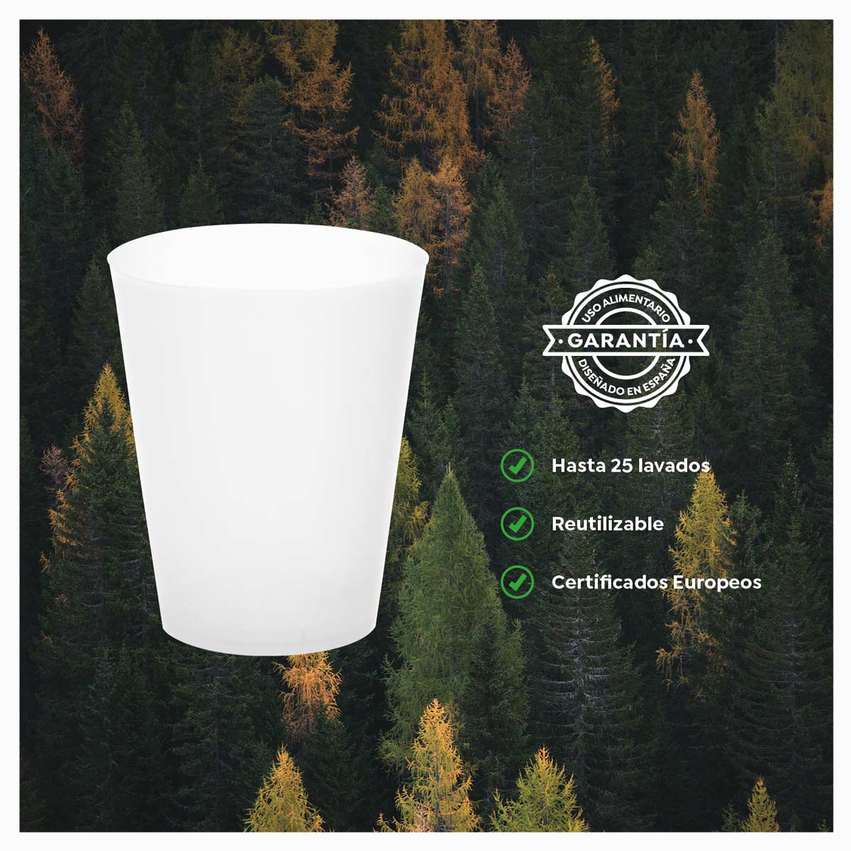 Vaso Cubata Ancho Plástico Reutilizable PP Transparente 480cc PERSONALIZADO