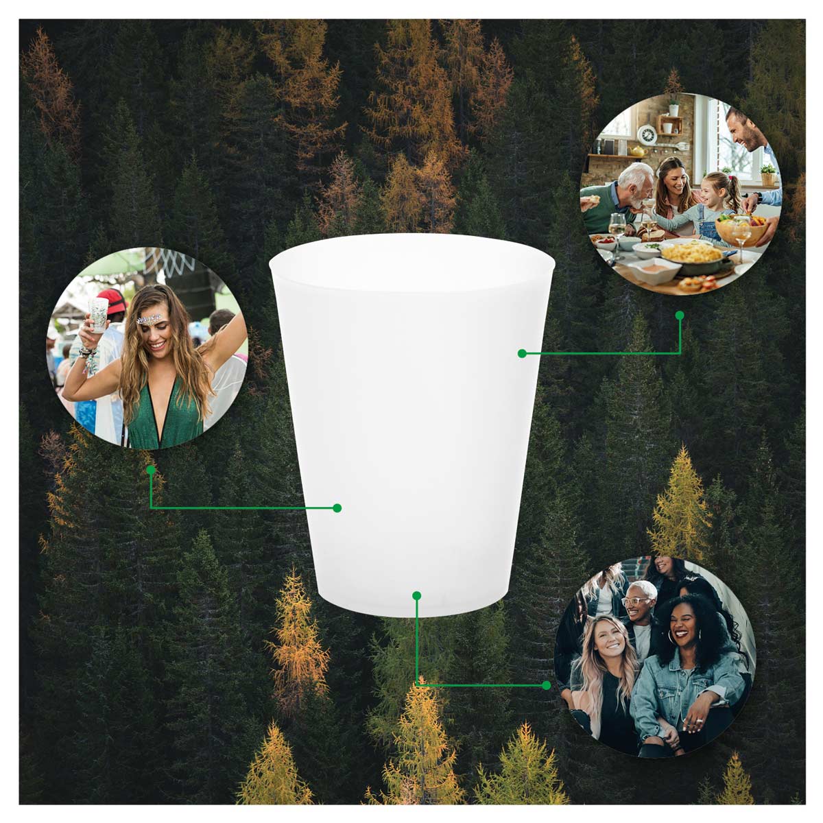 Vaso Cubata Ancho Plástico Reutilizable PP Transparente 480cc PERSONALIZADO