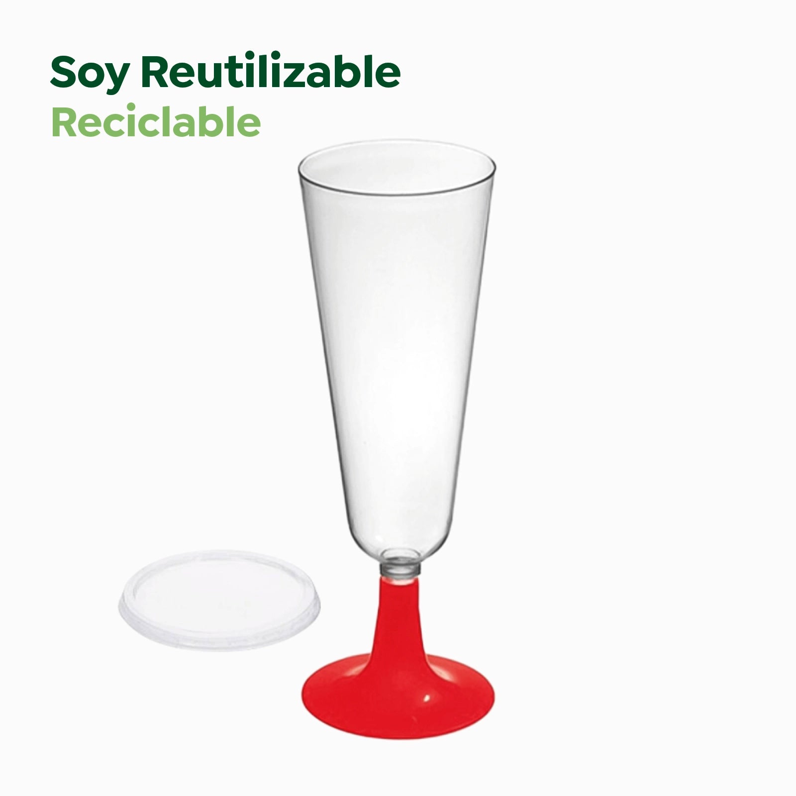 Copa Cava 150 cc con Tapa Rojo 50 uds