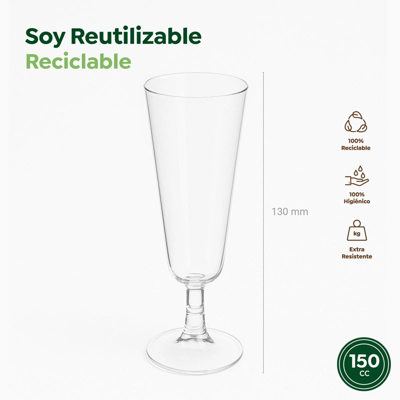 Copa Cava Plástico PP Reutilizable 150 cc Transparente (50 uds)