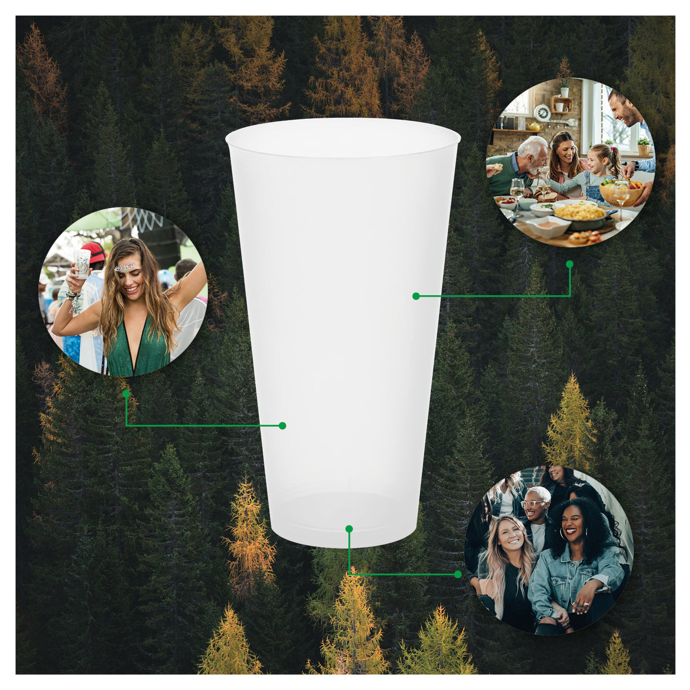Vaso Cocktail Plástico Reutilizable PP Transparente 480cc 4 uds