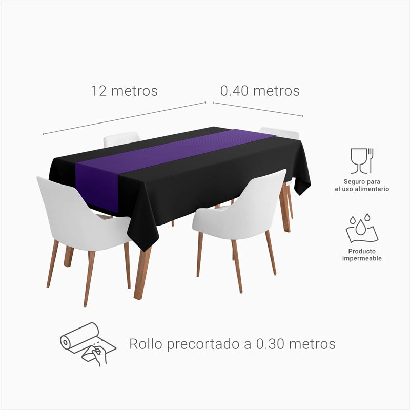 Rollo Camino de Mesa TNT de 12 m con Precorte a 0.30 cm Morado (12 uds)