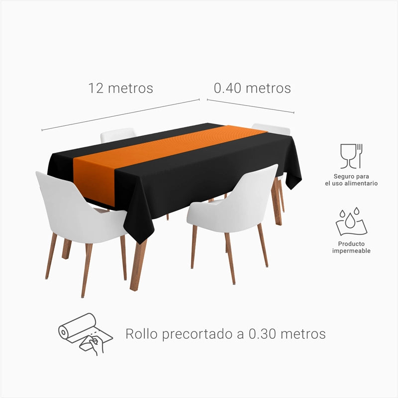 Rollo Camino de Mesa TNT de 12 m con Precorte a 0.30 cm Naranja (1 ud)