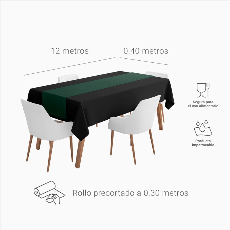 Rollo Camino de Mesa TNT de 12 m con Precorte a 0.30 cm Verde Oscuro (12 uds)
