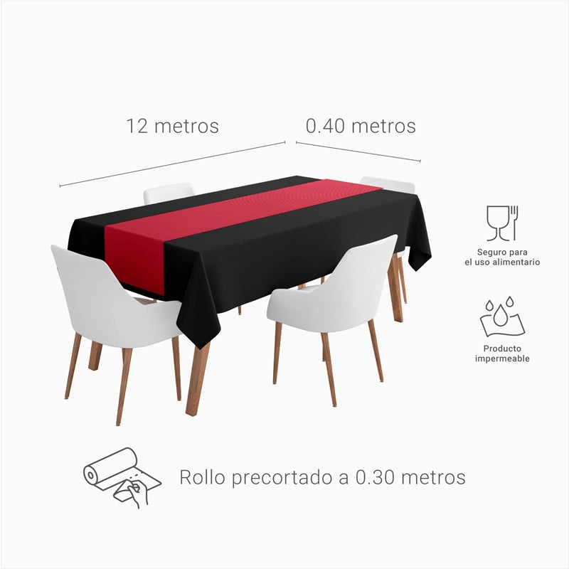 Rollo Camino de Mesa TNT de 12 m con Precorte a 0.30 cm Rojo (1 ud)