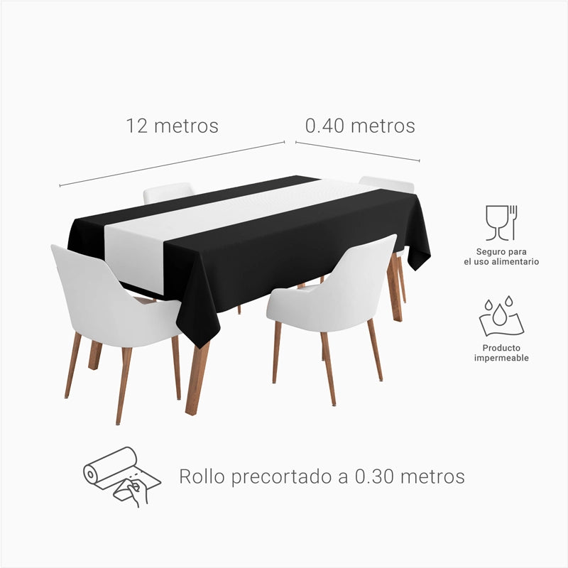 Rollo Camino de Mesa TNT de 12 m con Precorte a 0.30 cm Blanco (12 uds)