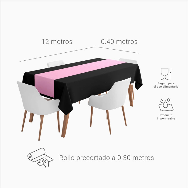 Rollo Camino de Mesa TNT de 12 m con Precorte a 0.30 cm Rosa Pastel (12 uds)