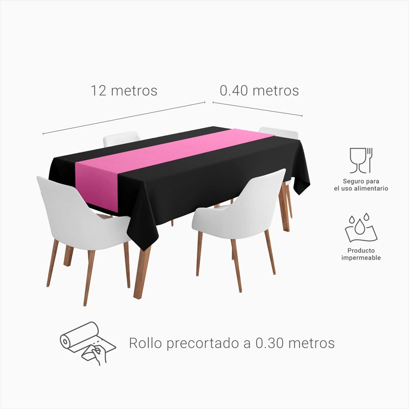 Rollo Camino de Mesa TNT de 12 m con Precorte a 0.30 cm Rosa (1 ud)