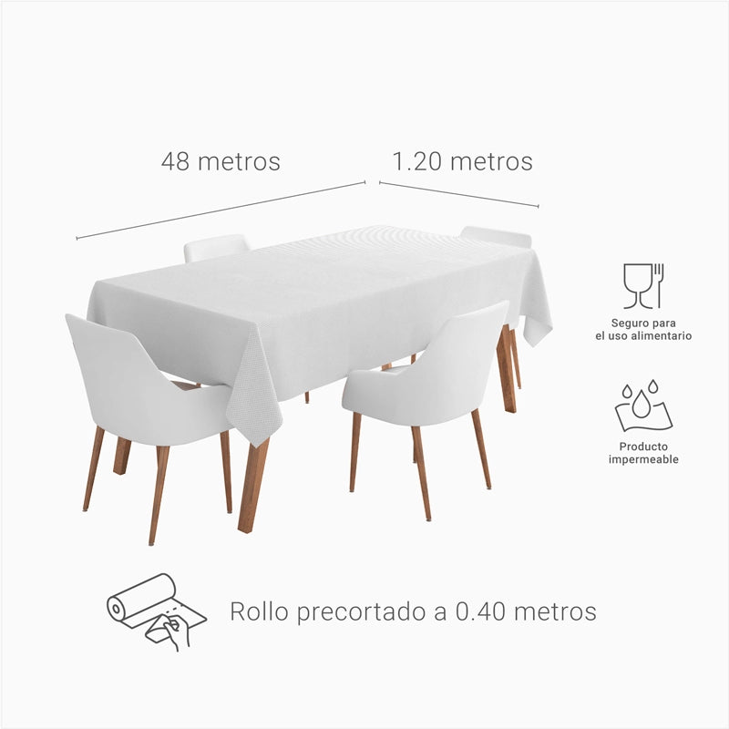 Rollo Mantel TNT de 48 m con Precorte a 0.40 cm Blanco (6 uds)