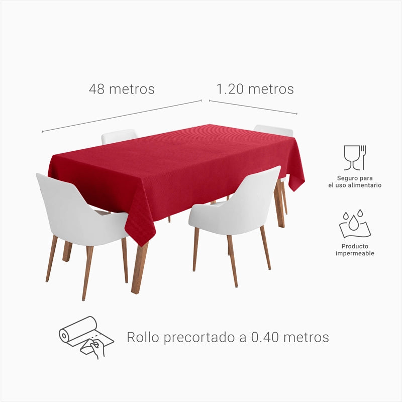 Rollo Mantel TNT de 48 m con Precorte a 0.40 cm Rojo (6 uds)
