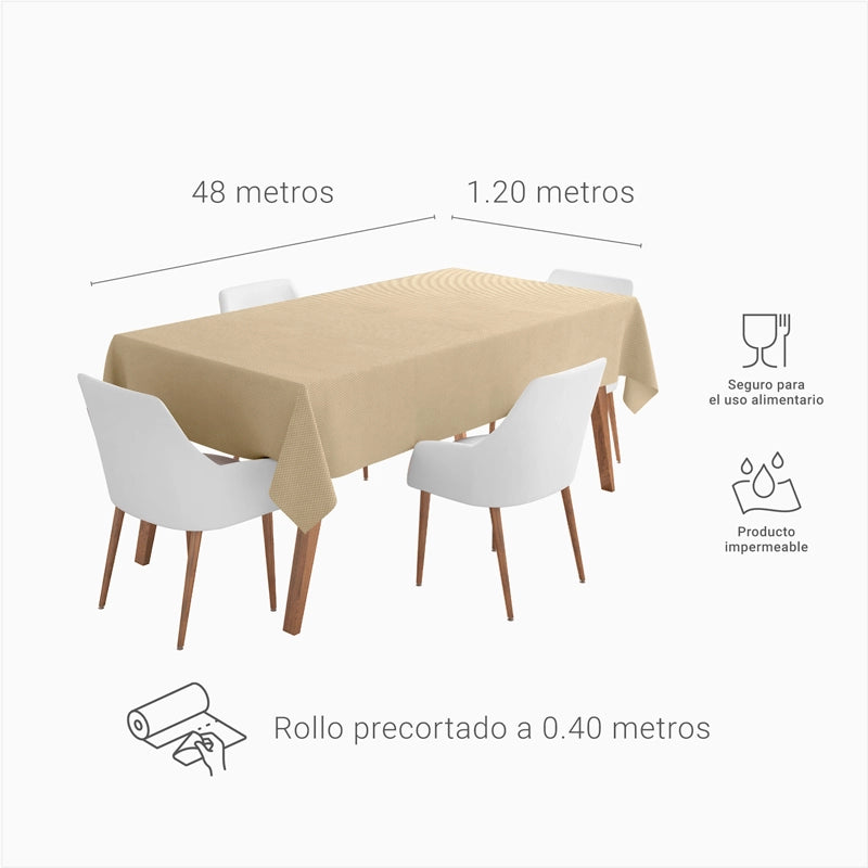 Rollo Mantel TNT de 48 m con Precorte a 0.40 cm Crema (1 ud)