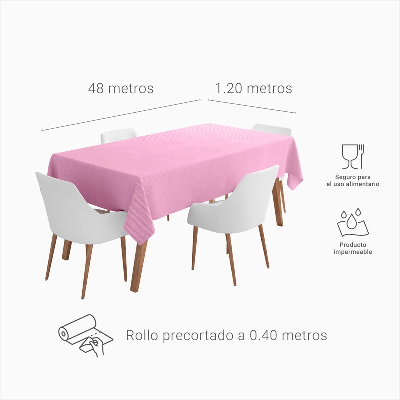 Rollo Mantel TNT de 48 m con Precorte a 0.40 cm Rosa Pastel (6 uds)