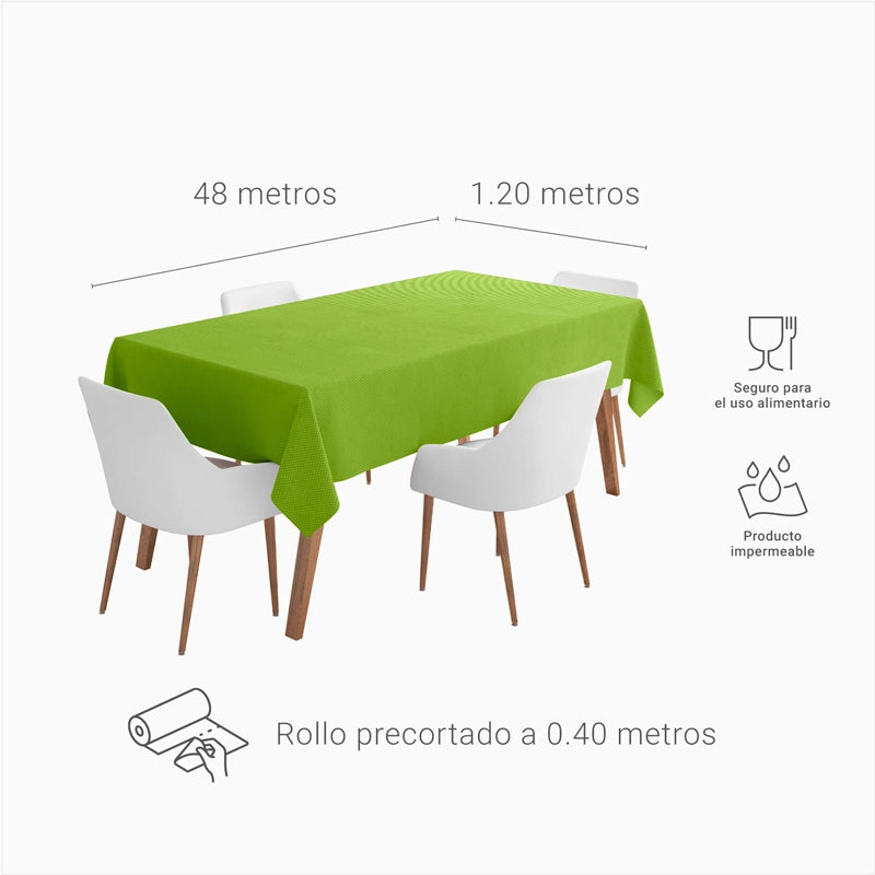 Rollo Mantel TNT de 48 m con Precorte a 0.40 cm Verde Lima (1 ud)